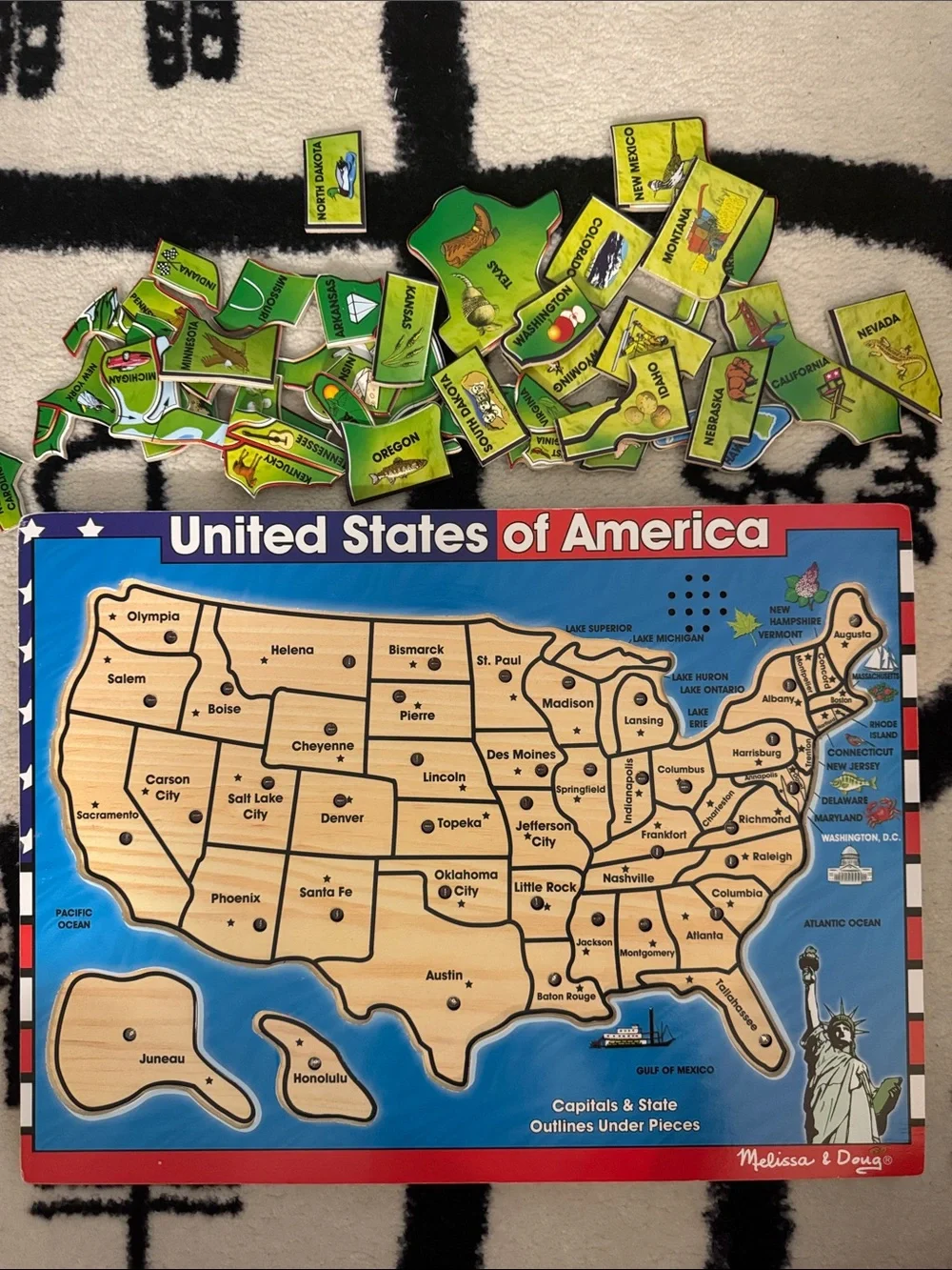 Melissa & Doug United States of America Map Puzzle - Blue, Green, Yellow, Red
